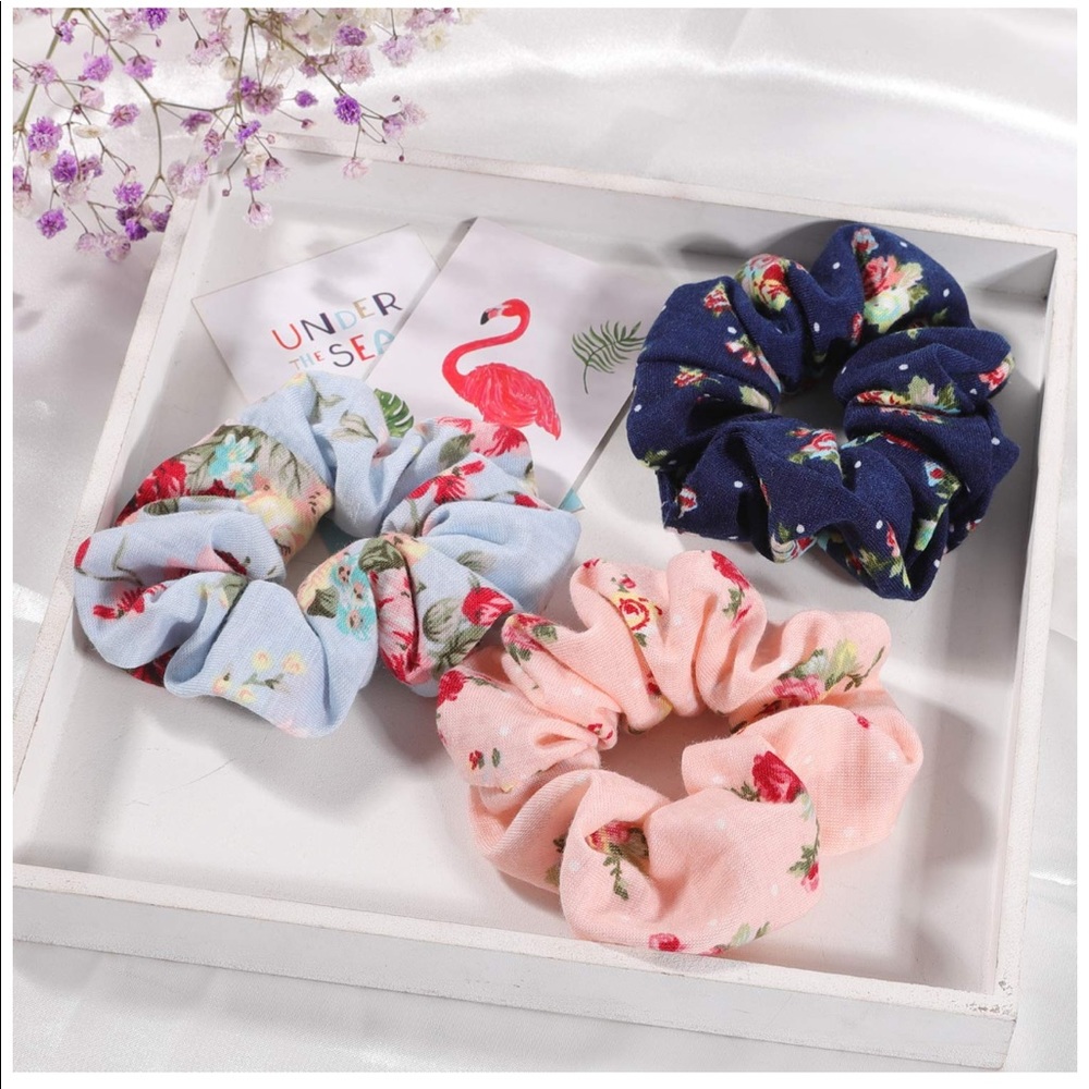 Floral Scrunchies, Set of 5